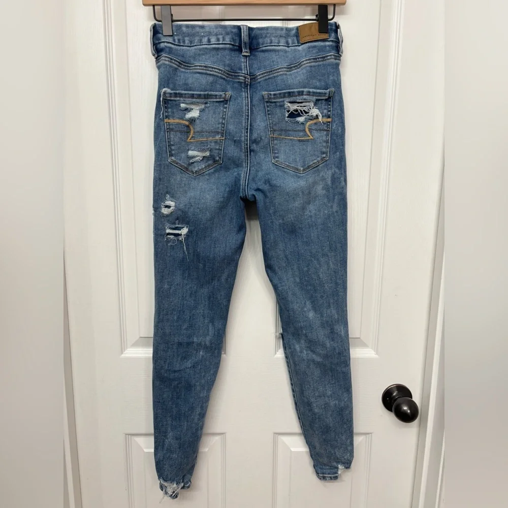 Medium Wash Distressed Hi-Rise Jeggings | American Eagle 2 Short